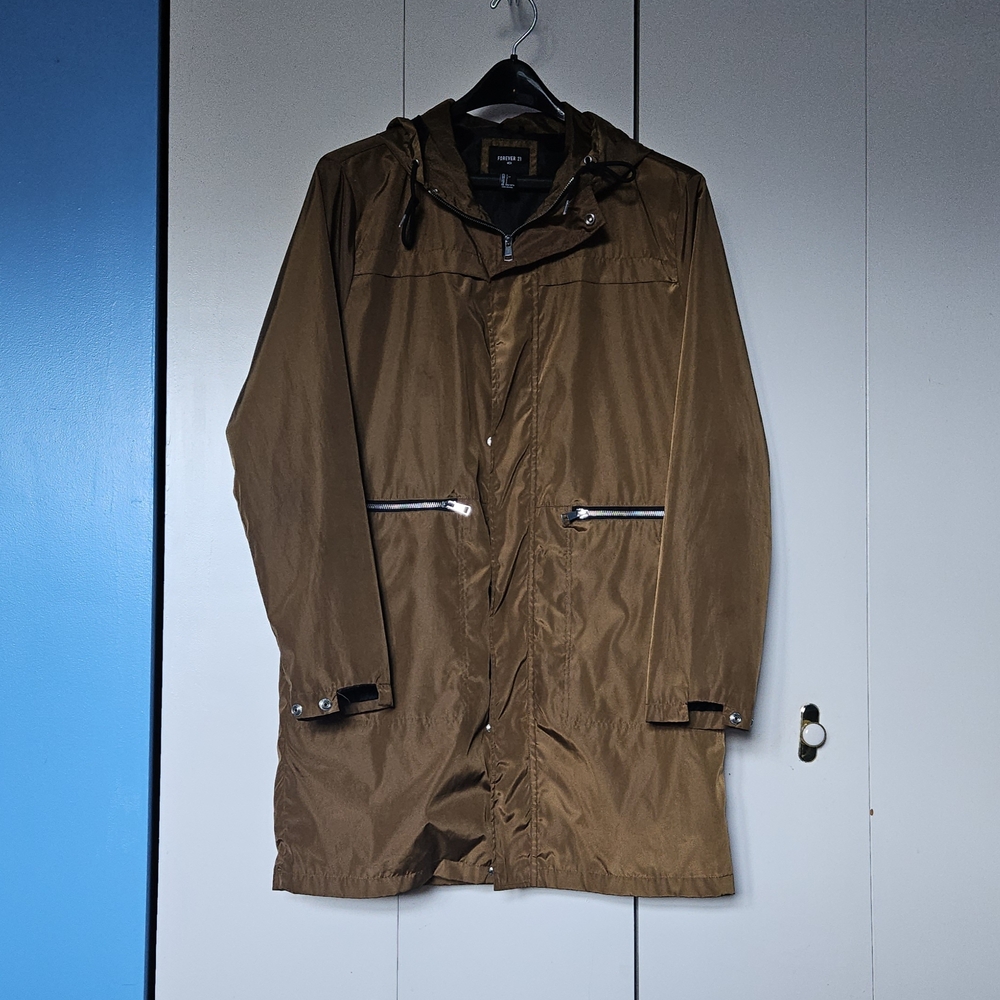 Forever 21 Men's Tan Hooded Raincoat